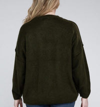 **PLUS SIZE ONLY** Raw Seam Melange Sweater