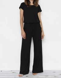 **PLUS SIZE ONLY** Aspen Short Sleeve Jumpsuit W/Pocket