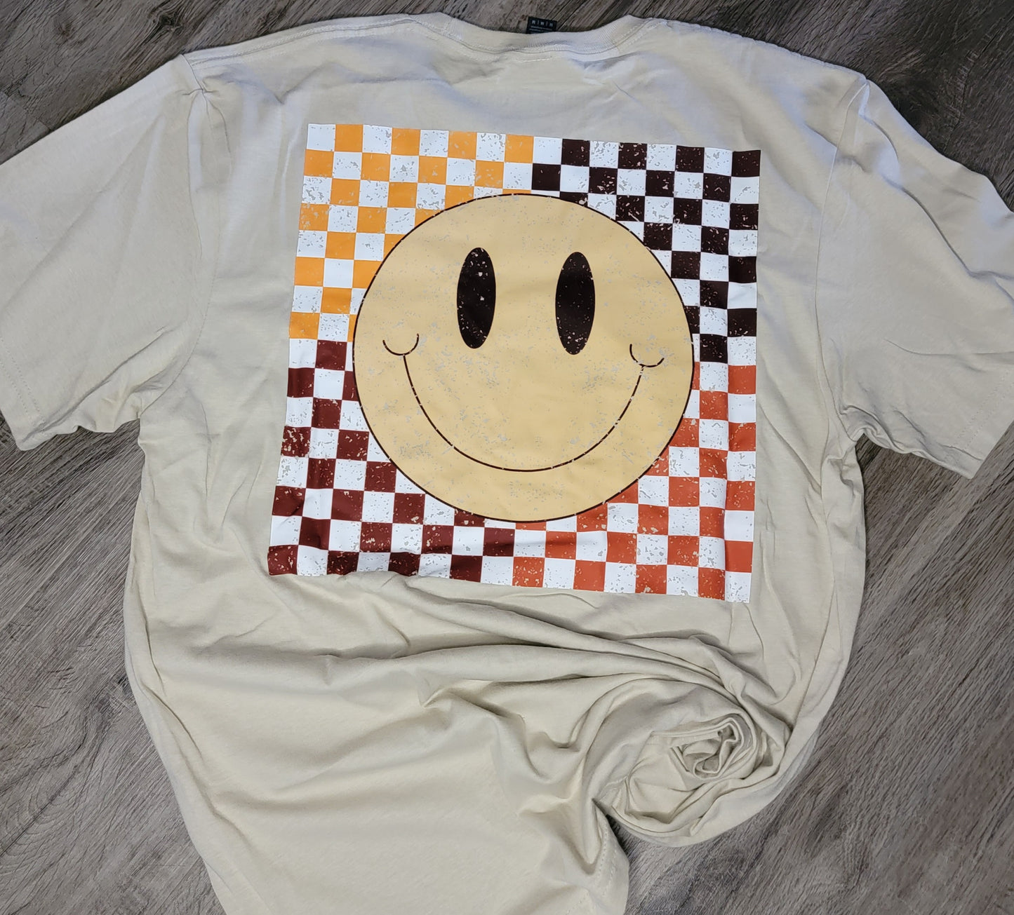 Fall Checkered Smiley Graphic Tee