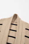 Zara Stripe Side Pockets Open Front Cardigan