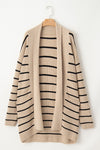 Zara Stripe Side Pockets Open Front Cardigan