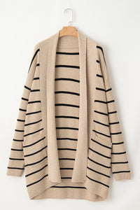 Zara Stripe Side Pockets Open Front Cardigan