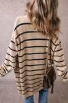 Zara Stripe Side Pockets Open Front Cardigan