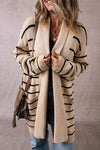 Zara Stripe Side Pockets Open Front Cardigan