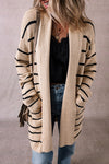 Zara Stripe Side Pockets Open Front Cardigan