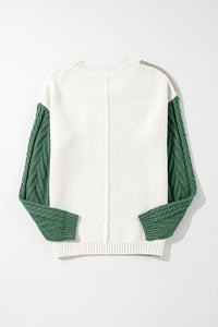 Shaylee Colorblock Patched Pocket Shoulder Sweater