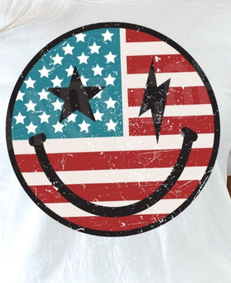 American Smiley Face Graphic Tee