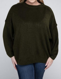 **PLUS SIZE ONLY** Raw Seam Melange Sweater