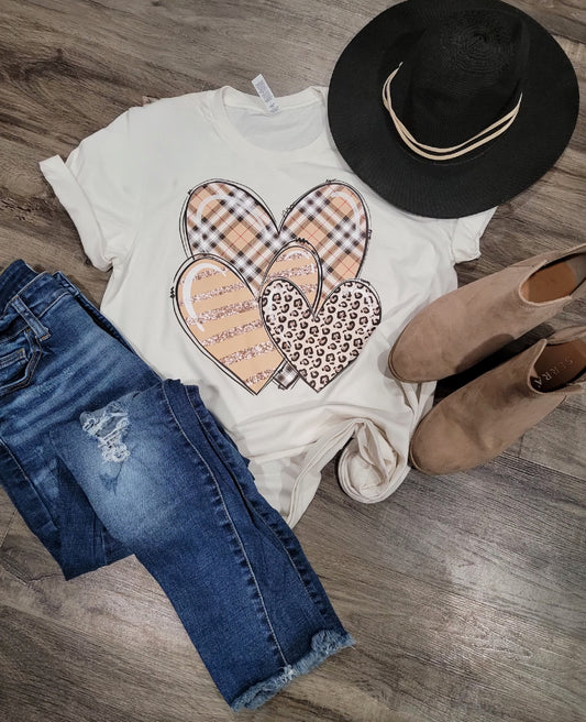 Pattern Hearts Graphic Tee